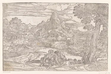 Paisaje con una pareja con zanfoña