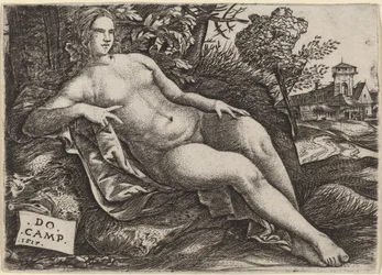 Venus reclinada en un paisaje