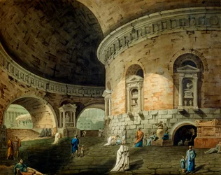 Diseño de escenario para una obra de teatro, principios del siglo XIX