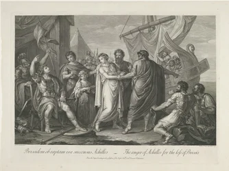 Aquiles abuchea sobre het verlies van Briseïs La ira de Aquiles por la pérdida de Briseida (título sobre objeto)