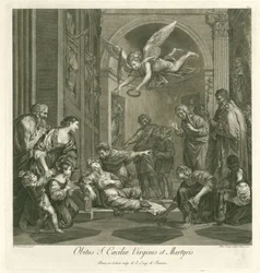 Dood van de heilige Cecilia Muerte de Santa Cecilia Virgen y Mártir (título sobre objeto) Schilderkunst italiano (título de la serie) Escuela Italiana de Pintura (título de la serie)