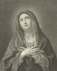 La Virgen mirando hacia arriba con las manos cruzadas sobre el pecho, según Reni, 1776.