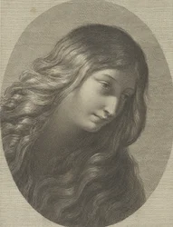 La cabeza de María Magdalena mirando hacia abajo a la derecha, en un marco ovalado, después de Ren, ca. 1745-1803