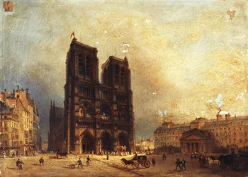 Vue du parvis de Notre-Dame, hacia 1835, hacia 1835 (óleo sobre lienzo)