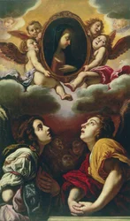 Ángeles volando y adorando, 1613-4