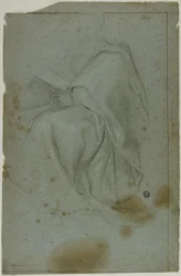 Figura masculina sentada con libro (recto); Dos mujeres sentadas con boceto de mano izquierda (verso)