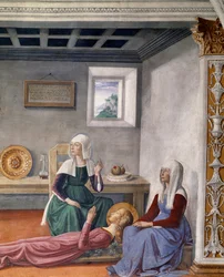 Anuncio de la muerte a Santa Fina por San Gregorio el Grande (detalle)