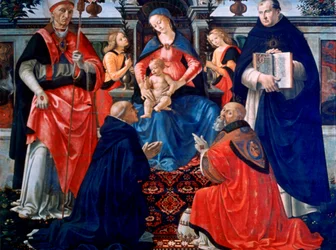 Madonna y Niño entronizados con los Santos