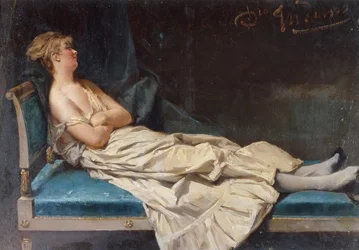 Dama recostada en una Chase Longue (óleo sobre lienzo)