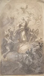 La Virgen Inmaculada en Gloria recto, Boceto de una parte de una pierna y una mano verso, 1723-1806