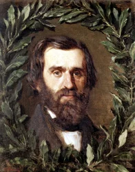 Retrato del compositor italiano Giuseppe Verdi (1813 - 1901). Pintura de Morelli