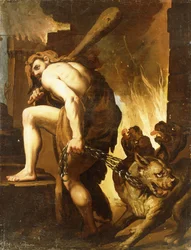 Hércules arrastrando a Cerbero del Infierno