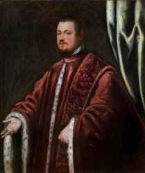 Retrato de Nicolo Da Ponte (1491-1585) - Pintura de Domenico Robustio dit Tintoretto (1560-1635), huile sur toile