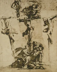 Estudio de la Crucifixión y la Virgen Desmayada