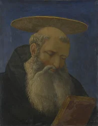 Cabeza de un santo tonsurado y barbudo del Tabernáculo de Carnesecchi, c. 1440