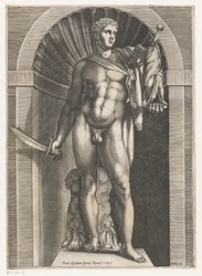 Escultura de un guerrero Speculum Romanae Magnificentiae (título de la serie)
