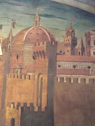 Detalle que representa la Catedral de Florencia, de un fresco de Dante con la Divina Comedia en el pasillo norte (detalle)