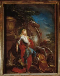 Retrato de caballero de Génova con su caballo. Pintura de Domenico Piola. Génova, Musei di Strada Nuova (ex Palazzo Bianco)