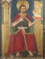 Panel con San Juan Bautista entronizado del retablo