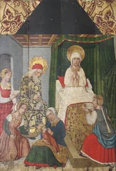 Panel con el nacimiento de San Juan Bautista del retablo, siglo XV