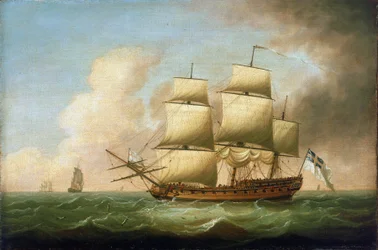 Fragata británica. Óleo sobre lienzo, de Dominic Serres (1719-1793).