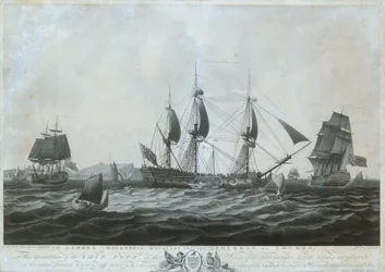 El "Pitt" (hacia 1787) cerca de Dover de regreso de China 1787