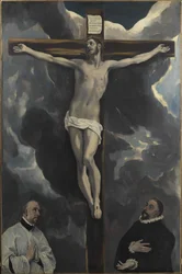 Cristo en la cruz adorado por dos donantes, finales del siglo XVI
