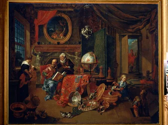 Un tornillo viejo (Un tornillo viejo). Pintura de Dominicus Smout (finales del siglo XVII). Óleo sobre lienzo, 69,5 x 86 cm. Escuela flamenca, arte barroco. A. Museo Pushkin de Bellas Artes, Moscú.