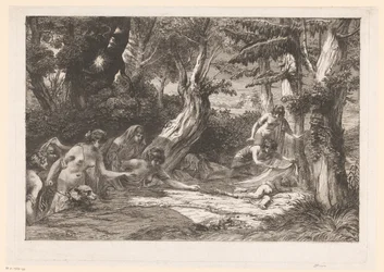 Diana y sus ninfas encuentran a Cupido dormido en el bosque