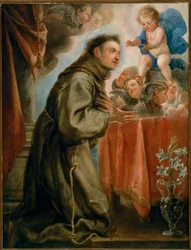 San Antonio de Padua y el Niño Jesús (pintura sobre lienzo)
