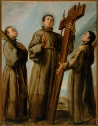 Tres mártires franciscanos de Japón (pintura sobre lienzo)