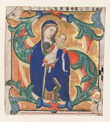 Inicial S[alve sancta parens] de un gradual: Madonna y el Niño