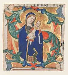 Inicial S[alve sancta parens] de un Gradual: Madonna y Niño, c. 1370-1374
