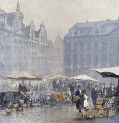 Bruselas al Amanecer (litografía en color)