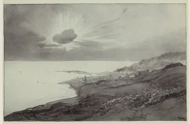 Lyme Regis desde las colinas de Charmouth (litografía)