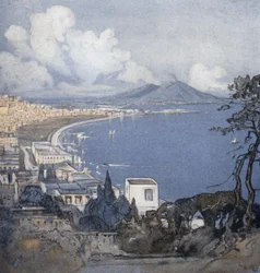 Nápoles y su Bahía (litografía en color)