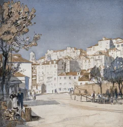 La Vieja Lisboa hoy (litografía en color)