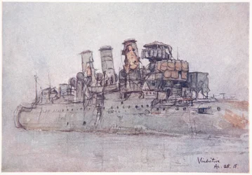 H.M.S. Vindictive, 25 de abril de 1918, ilustración de 