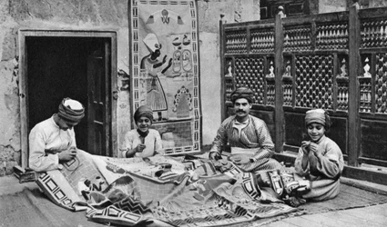Artesanos, bazar de fabricantes de tiendas, El Cairo, Egipto, c1922