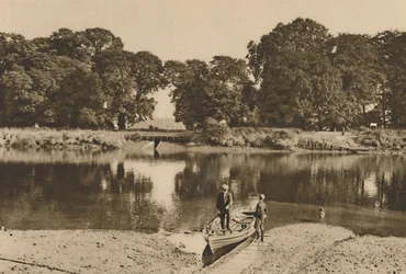 El río de Londres en el ferry de Isleworth mirando hacia los jardines de Kew