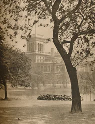 Parque de St. James y el lago mirando hacia la Oficina de Asuntos Exteriores, c1935
