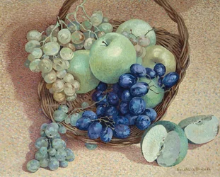 Cesta de uvas y manzanas