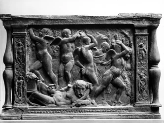 Bacanal de putti, panel de la base de 