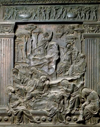 La oración en el Monte de los Olivos (bajorrelieve de la silla a la izquierda, c.1460)