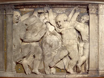 Azulejo con putti danzantes