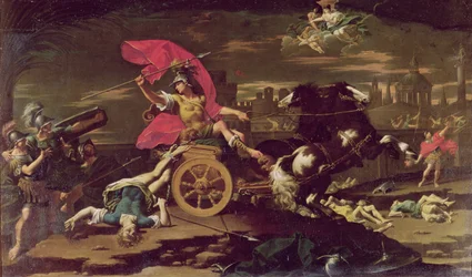 Aquiles arrastrando el cuerpo de Héctor alrededor de las murallas de Troya