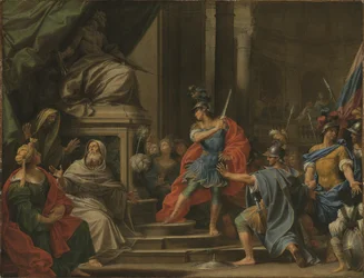 Alejandro cortando el nudo gordiano (óleo sobre lienzo)