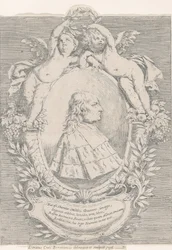 Retrato de Giovanni Girolamo Sbaraglia, dentro de un óvalo flanqueado por dos putti en cornucopia..., 1716