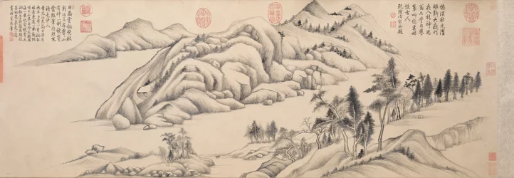 Río y montañas en un claro día de otoño, c. 1624-1627