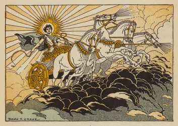Faetón, dios de la mitología griega (litografía en color)